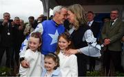 1 May 2019; Winning jockey Ruby Walsh with his wife Gillian and children, Gemma, Elsa and Isabelle after he announced his retirement following The Coral Punchestown Gold Cup on Kemboy during the Punchestown Festival Gold Cup Day at Punchestown Racecourse in Naas, Kildare. Photo by David Fitzgerald/Sportsfile