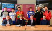 2 May 2019; In attendance during the Launch of Carlow IT and GPA Memorandum of Understanding at Carlow IT in Carlow are, backrow, from left, Emmett Egan, Tutor, Sports Coaching and Business Management GAA, Colin Dunford of Waterford, Chris Nolan of Carlow, Eoin Buggie of Laois, Michael Dempsey, Programme leader, Sports Coaching and Business Management GAA, Alan Nolan, Tutor, Sports Coaching and Business Management GAA, and front row, from left, David Deniffe, Vice President of Academic Affairs, Carlow IT,  Paul Flynn, GPA CEO, Cormac O'Toole, Vice-President for Corporate Affairs and Financial Controller, Carlow IT,  and Noel Connors, National Education Officer, GPA.  Photo by Sam Barnes/Sportsfile