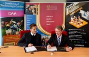 2 May 2019; GPA CEO Paul Flynn, left, and Cormac O'Toole, Vice-President for Corporate Affairs and Financial Controller, Carlow IT,  in attendance during the Launch of Carlow IT and GPA Memorandum of Understanding at Carlow IT in Carlow. Photo by Sam Barnes/Sportsfile