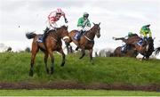 2 May 2019; Luke McGuinness on Like A Demon fall as they go over Ruby's Double during the Mongey Communications La Touche Cup Cross Country Steeplechase at Punchestown Racecourse in Naas, Kildare. Photo by David Fitzgerald/Sportsfile