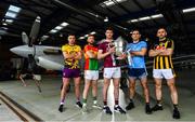 3 May 2019; Hurlers, from left to right, Rory O'Connor of Wexford, Richard Cody of Carlow, Pauric Mannion of Galway, Paddy Smith of Dublin and Conor Fogarty of Kilkenny at the launch of the Leinster GAA Senior Championships at the Casement Aerodrome in Baldonnel, Dublin. Photo by Ramsey Cardy/Sportsfile