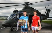 3 May 2019; Brian Howard of Dublin, left, and Bevan Duffy of Louth during the launch of the Leinster GAA Senior Championships at the Casement Aerodrome in Baldonnel, Dublin. Photo by David Fitzgerald/Sportsfile