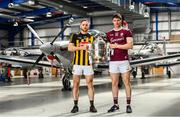 3 May 2019; Kilkenny hurler Conor Fogarty, left, and Galway hurler Pauric Mannion during the launch of the Leinster GAA Senior Championships at the Casement Aerodrome in Baldonnel, Dublin. Photo by Ramsey Cardy/Sportsfile