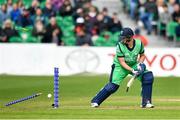 3 May 2019; Josh Little of Ireland is bowled by Tom Curran of England during the One Day International between Ireland and England at Malahide Cricket Ground in Dublin. Photo by Sam Barnes/Sportsfile