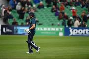 3 May 2019; David Willey of England leaves the field after being dismissed during the One Day International between Ireland and England at Malahide Cricket Ground in Dublin. Photo by Sam Barnes/Sportsfile