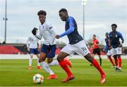 3 May 2019; Jean-Claude Ntenda of France in action against Noni Madueke of England during the 2019 UEFA European Under-17 Championships Group B match between England and France at City Calling Stadium in Longford. Photo by Eóin Noonan/Sportsfile