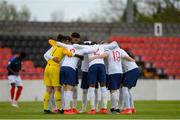 3 May 2019; England team huddle ahead of the 2019 UEFA European Under-17 Championships Group B match between England and France at City Calling Stadium in Longford. Photo by Eóin Noonan/Sportsfile