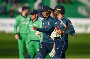 3 May 2019; Tom Curran, left, and Ben Foakes of England celebrate following the One Day International between Ireland and England at Malahide Cricket Ground in Dublin. Photo by Sam Barnes/Sportsfile