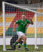 3 May 2019; Matt Everitt of Republic of Ireland celebrates after scoring his side's first goal during the 2019 UEFA European Under-17 Championships Group A match between Republic of Ireland and Greece at Tallaght Stadium in Dublin. Photo by Stephen McCarthy/Sportsfile