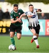 3 May 2019; Michael Duffy of Dundalk in action against Darren Cole of Derry City during the SSE Airtricity League Premier Division match between Dundalk and Derry City at Oriel Park in Dundalk, Louth. Photo by Oliver McVeigh/Sportsfile