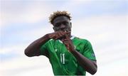 3 May 2019; Festy Ebosele of Republic of Ireland celebrates his side's first goal during the 2019 UEFA European Under-17 Championships Group A match between Republic of Ireland and Greece at Tallaght Stadium in Dublin. Photo by Stephen McCarthy/Sportsfile