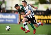 3 May 2019; Michael Duffy of Dundalk in action against Darren Cole of Derry City during the SSE Airtricity League Premier Division match between Dundalk and Derry City at Oriel Park in Dundalk, Louth. Photo by Oliver McVeigh/Sportsfile