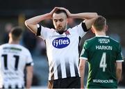 3 May 2019; Michael Duffy of Dundalk reacts after going close with a goal effort during the SSE Airtricity League Premier Division match between Dundalk and Derry City at Oriel Park in Dundalk, Louth. Photo by Oliver McVeigh/Sportsfile