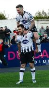 3 May 2019; Patrick Hoban of Dundalk celebrates with Patrick McEleney after scoring his sides first goal during the SSE Airtricity League Premier Division match between Dundalk and Derry City at Oriel Park in Dundalk, Louth. Photo by Oliver McVeigh/Sportsfile