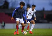 3 May 2019; Enzo Milot of France in action against Morgan Rogers of England during the 2019 UEFA European Under-17 Championships Group B match between England and France at City Calling Stadium in Longford. Photo by Eóin Noonan/Sportsfile