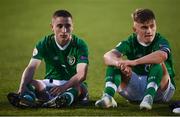 3 May 2019; Séamas Keogh, right, and Joe Hodge of Republic of Ireland following the 2019 UEFA European Under-17 Championships Group A match between Republic of Ireland and Greece at Tallaght Stadium in Dublin. Photo by Stephen McCarthy/Sportsfile