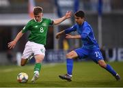 3 May 2019; Séamas Keogh of Republic of Ireland in action against Christos Liatsos of Greece during the 2019 UEFA European Under-17 Championships Group A match between Republic of Ireland and Greece at Tallaght Stadium in Dublin. Photo by Stephen McCarthy/Sportsfile
