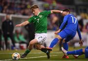3 May 2019; Matt Everitt of Republic of Ireland in action against Vasileios Grosdis of Greece during the 2019 UEFA European Under-17 Championships Group A match between Republic of Ireland and Greece at Tallaght Stadium in Dublin. Photo by Stephen McCarthy/Sportsfile