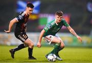3 May 2019; James Tilley of Cork City in action against Darragh Leahy of Bohemians during the SSE Airtricity League Premier Division match between Bohemians and Cork City at Dalymount Park in Dublin. Photo by Ben McShane/Sportsfile