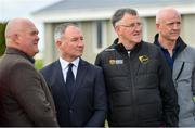 3 May 2019; Football managers, from left, John Evans of Wicklow, Jim Gavin of Dublin, Tom Wogan of Carlow, John Maughan of Offaly, during the launch of the  Leinster GAA Senior Championships at the Casement Aerodrome in Baldonnel, Dublin.     Photo by Ramsey Cardy/Sportsfile