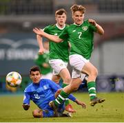 3 May 2019; Matt Everitt of Republic of Ireland and Vasileios Pavlidis of Greece during the 2019 UEFA European Under-17 Championships Group A match between Republic of Ireland and Greece at Tallaght Stadium in Dublin. Photo by Stephen McCarthy/Sportsfile