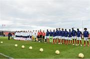 3 May 2019; Both teams line up ahead of the 2019 UEFA European Under-17 Championships Group B match between England and France at City Calling Stadium in Longford. Photo by Eóin Noonan/Sportsfile