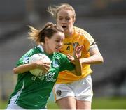 4 May 2019; Aisling O'Brien of Fermanagh in action against Orla Corr of Antrim during the Lidl Ladies NFL Division 4 Final between Antrim and Fermanagh at St Tiernach's Park, Clones, Co.Monaghan. Photo by Oliver McVeigh/Sportsfile