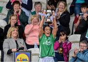 4 May 2019; Fermanagh captain Joanne Donnan lifts the cup after the Lidl Ladies NFL Division 4 Final between Antrim and Fermanagh at St Tiernach's Park, Clones, Co.Monaghan. Photo by Matt Browne/Sportsfile
