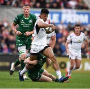 4 May 2019; Robert Baloucoune of Ulster is tackled by Jack Carty of Connacht during the Guinness PRO14 quarter-final match between Ulster and Connacht at Kingspan Stadium in Belfast. Photo by David Fitzgerald/Sportsfile