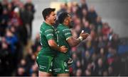 4 May 2019; Bundee Aki of Connacht is congratulated by team-mate Dave Heffernan scoring his side's first try during the Guinness PRO14 quarter-final match between Ulster and Connacht at Kingspan Stadium in Belfast. Photo by David Fitzgerald/Sportsfile