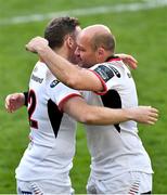 4 May 2019; Darren Cave, left, and Rory Best embrace having played their final home game after the Guinness PRO14 quarter-final match between Ulster and Connacht at Kingspan Stadium in Belfast. Photo by Brendan Moran/Sportsfile