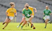 4 May 2019; Danielle Maguire of Fermanagh in action against Saoirse Tennyson and Maria Hanna of Antrim during the Lidl Ladies NFL Division 4 Final between Antrim and Fermanagh at St Tiernach's Park, Clones, Co.Monaghan. Photo by Matt Browne/Sportsfile