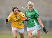 4 May 2019; Aoife Flanagan of Fermanagh in action against Nicole Killen of Antrim during the Lidl Ladies NFL Division 4 Final between Antrim and Fermanagh at St Tiernach's Park, Clones, Co.Monaghan. Photo by Matt Browne/Sportsfile