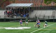 5 May 2019; Spectators in the sheltered section of the stand look on during the 9am match between NY Development Squad and Allentown, Philadelphia, in a hurling exhibition game ahead of the Connacht GAA Football Senior Championship Quarter-Final match between New York and Mayo at Gaelic Park in New York, USA. Photo by Piaras Ó Mídheach/Sportsfile