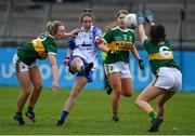5 May 2019; Chloe Fennell of Waterford in action against Kerry players, from left, Niamh Carmody, Tara Breen and Aishling O'Connell during the Lidl Ladies National Football League Division 2 Final match between Kerry and Waterford at Parnell Park in Dublin. Photo by Brendan Moran/Sportsfile