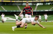 5 May 2019; Shane Daly of Cork Constitution going over for his side's first try during the All-Ireland League Division 1 Final match between Cork Constitution and Clontarf at the Aviva Stadium in Dublin. Photo by Oliver McVeigh/Sportsfile