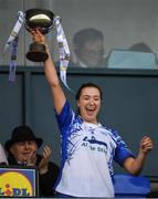 5 May 2019; Maria Delahunty of Waterford lifts the cup during the Lidl Ladies National Football League Division 2 Final match between Kerry and Waterford at Parnell Park in Dublin. Photo by Ray McManus/Sportsfile