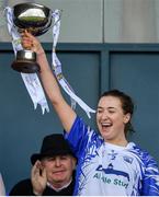 5 May 2019; Waterford captain Karen McGrath lifts the Division 2 cup after the Lidl Ladies National Football League Division 2 Final match between Kerry and Waterford at Parnell Park in Dublin. Photo by Brendan Moran/Sportsfile