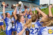 5 May 2019; Waterford players celebrate with the Division 2 cup after the Lidl Ladies National Football League Division 2 Final match between Kerry and Waterford at Parnell Park in Dublin. Photo by Brendan Moran/Sportsfile