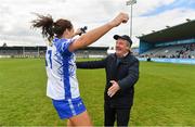 5 May 2019; Former Waterford manager Micheal Ryan celebrates with his daughter Michelle after the Lidl Ladies National Football League Division 2 Final match between Kerry and Waterford at Parnell Park in Dublin. Photo by Brendan Moran/Sportsfile