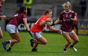 5 May 2019; Libby Coppinger of Cork in action against Fabienne Cooney and Orla Murphy of Galway during the Lidl Ladies National Football League Division 1 Final match between Cork and Galway at Parnell Park in Dublin. Photo by Brendan Moran/Sportsfile
