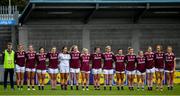 5 May 2019; The Galway team stand for a minute's silence in memory of the late Eugene McGee, 1982 All-Ireland winning manager with Offaly, prior to the Lidl Ladies National Football League Division 1 Final match between Cork and Galway at Parnell Park in Dublin. Photo by Brendan Moran/Sportsfile