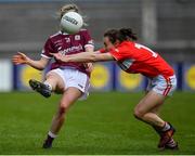 5 May 2019; Tracey Leonard of Galway in action against Melissa Duggan of Cork during the Lidl Ladies National Football League Division 1 Final match between Cork and Galway at Parnell Park in Dublin. Photo by Brendan Moran/Sportsfile