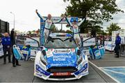 5 May 2019; Craig Breen and Paul Nagle in their Ford Fiesta R5 celebrate after winning the Rally Of The Lakes in Killarney during Day Two Rally of the Lakes, Round 4 of the 2019 Tarmac Rally Championship in Killarney, Co Kerry.  Photo by Philip Fitzpatrick/Sportsfile