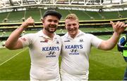 5 May 2019; Dylan Murphy, left, and Brendan Quinlan of Cork Constitution celebrate after the All-Ireland League Division 1 Final match between Cork Constitution and Clontarf at the Aviva Stadium in Dublin. Photo by Oliver McVeigh/Sportsfile