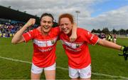 5 May 2019; Hannah Looney, left, and Niamh Cotter of Cork celebrate after the Lidl Ladies National Football League Division 1 Final match between Cork and Galway at Parnell Park in Dublin. Photo by Brendan Moran/Sportsfile