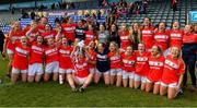 5 May 2019; The Cork team celebrate with the Division 1 cup after the Lidl Ladies National Football League Division 1 Final match between Cork and Galway at Parnell Park in Dublin. Photo by Brendan Moran/Sportsfile