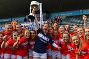 5 May 2019; Cork captain Martina O'Brien and her team-mates celebrate with the Division 1 cup after the Lidl Ladies National Football League Division 1 Final match between Cork and Galway at Parnell Park in Dublin. Photo by Brendan Moran/Sportsfile