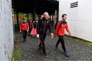 5 May 2019; Mayo manager James Horan, left, and Mayo GAA PRO Paul Cunnane arrive before the Connacht GAA Football Senior Championship Quarter-Final match between New York and Mayo at Gaelic Park in New York, USA. Photo by Piaras Ó Mídheach/Sportsfile