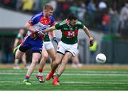 5 May 2019; Kevin McLoughlin of Mayo in action against Paddy Boyle of New York during the Connacht GAA Football Senior Championship Quarter-Final match between New York and Mayo at Gaelic Park in New York, USA. Photo by Piaras Ó Mídheach/Sportsfile